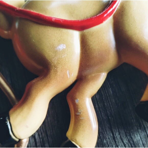 2 Vintage Christmas Santa Reindeer JCNY Plastic Planter tabletop Decorations - Picture 8 of 12